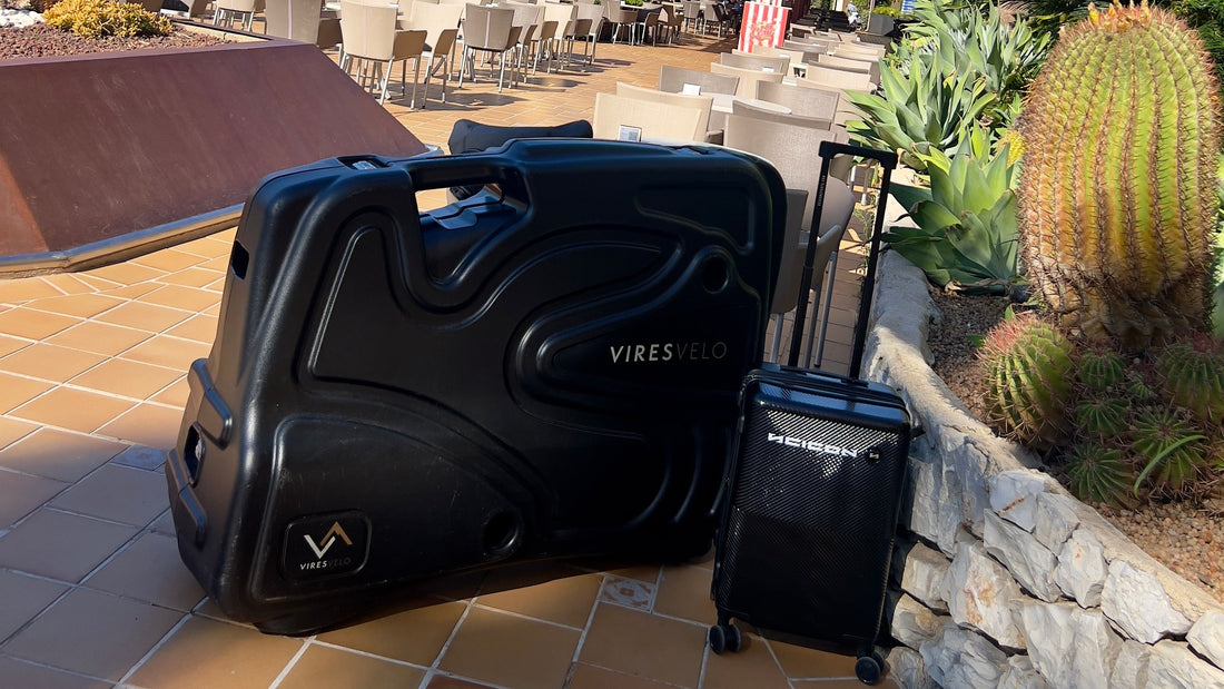 Bike box and suitcase ready for transfer from Palma Airport to a Mallorca resort
