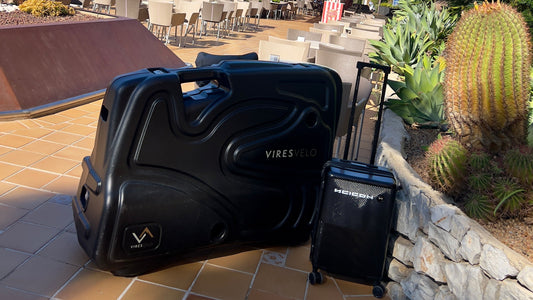 Bike box and suitcase ready for transfer from Palma Airport to a Mallorca resort
